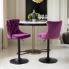 Swivel Bar Stools Set of 2, Upholstered Bar Stools with Nailheads Trim and Velvet Tufted Back, Adjustable Counter Height Bar Stools - Leovsnove - 3 of 4