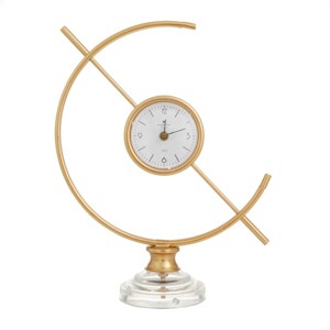 16"x13" Metal Clock with Acrylic Base Gold - Novogratz: Silent, Modern Design, Indoor Use - 1 of 4