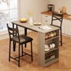 3-Piece 36in Wooden Counter Height Dining Table Set for Kitchen, Bar Table and Chairs Tall Kitchen Breakfast Nook with Stools - 2 of 4