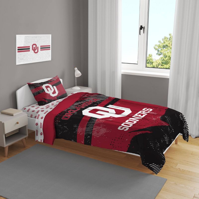 NCAA Oklahoma Sooners Slanted Stripe Twin Bedding Set in a Bag - 4pc, 1 of 4