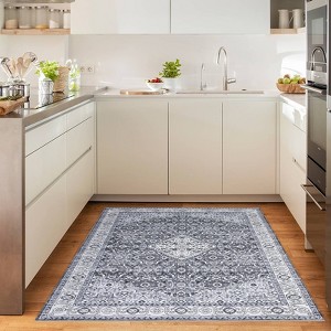 Machine Washable Area Rug - Ultra Soft Low-Pile Boho Vintage Carpet, Non-Slip Indoor Rug for Living Room, Bedroom - 1 of 4