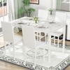 Hooseng Dining Room Table and Chairs Set for 4, 5-Piece Kitchen Table Set with 4 Square PU Leather Chair & Faux Marble for Apartment, Small Space - 3 of 4