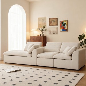 KWPZQEB 110.2" Modern L-Shape Sofa, Chenille Floor Modular Sofa with 2 Pillows, 4 Seater Couches Sofa with Deep Seat for Living Room - 1 of 4