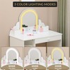 Kids Vanity Table Set with Lighted Mirror & Stool, Makeup Desk with Drawer, Makeup Playset, Wooden Princess Dressing Table for Girls, White - 3 of 4