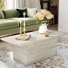 MUUEGM Farmhouse Coffee Table, 35.5" Rustic Wooden Table with Sturdy Frame & Waterproof Top for Living Room - 2 of 4