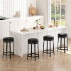 Set of 4 24.4" Swivel Counter Height Stools, Backless Round Bar Stools with PU Leather Cushion, Metal Frame, for Kitchen Island and Home Bar - 3 of 4