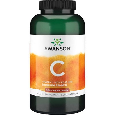 Swanson Vitamin C with Rose Hips Capsules, 1,000 mg, 250 Count