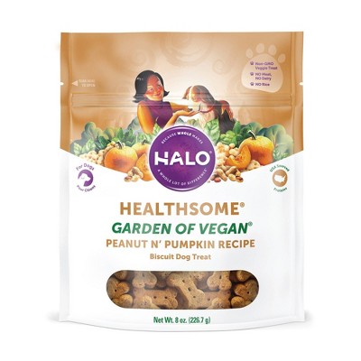 Halo Healthsome Garden of Vegan Peanut n' Pumpkin Dog Treats - 8oz