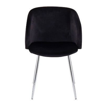 Contemporary Black Velvet Upholstered Dining Chair with Metal Legs