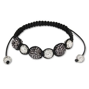 EVERLY JEWELRY | Black Silk Cord Purple & White Cubic Zirconia Macrame Bracelet, 7 inch - 1 of 4