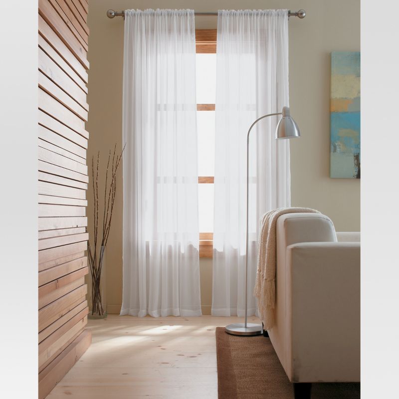 52&#34;x84&#34; Sheer Chiffon Curtain Panel White - Threshold&#8482;, 3 of 6