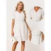 Allegra K Women's Spring Summer Floral Short Sleeve V Neckline Belted Knee Lenth Dress - 2 of 4