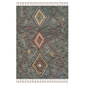 Gray Tribal Design Knotted Area Rug 6