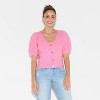Women's Puff Short Sleeve V-Neck Cardigan - Wild Fable™ - 2 of 3