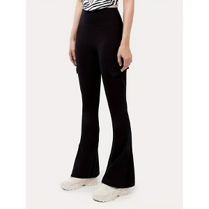 DOMETOUR Women's High Waisted Cargo Joggers Flare Leggings Womens Cargo Pants with Pockets - 1 of 4