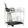 LunaLulinlk 2-tier Medium-sized Dish Rack with Drain Spout, Dish Rack and Drainer, Black - 4 of 4