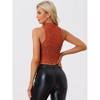 Allegra K Women's Metallic Star Mesh Mock Neck See-Through Tank Top - 3 of 4