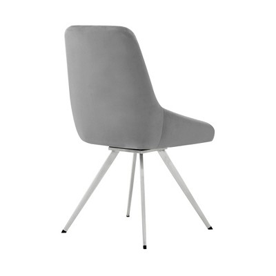 Contemporary Gray Velvet Upholstered Swivel Dining Chair