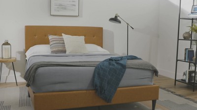 Queen Tara Square Tufted Linen-Look Upholstered Bed Frame