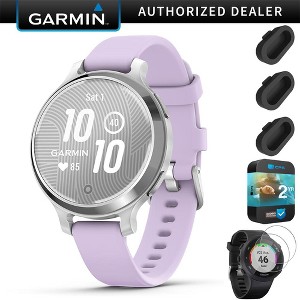 Garmin Lily 2 Active Smartwatch Silver w/ Purple Silicone Band + 2 Yr Warranty Pack - 1 of 4