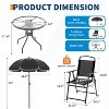 6-Piece Iron Patio Outdoor Dining Set with 4 Dining Chairs, Glass Top Table, Weather Resistant, Durable Metal Frame, Garden Outdoor Seating - 3 of 4