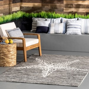 Nuloom Hand Hooked Marine Indoor/ Outdoor Area Rug, 9' x 12', Gray - 1 of 4