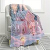 Lomsoe Pink Christmas Snowman Print Flannel Blanket - All Seasons Soft and Warm Throw Blanket for Napping, Camping, Travel, Office - 3 of 4