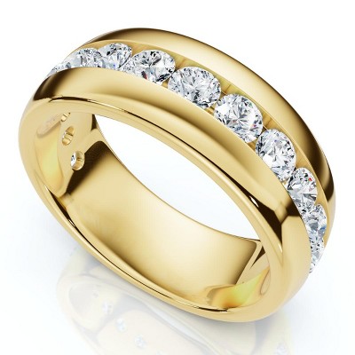Pompeii3 1 1/2Ct Men's Diamond Wedding Anniversary Ring 10k Gold Channel Set Lab Created