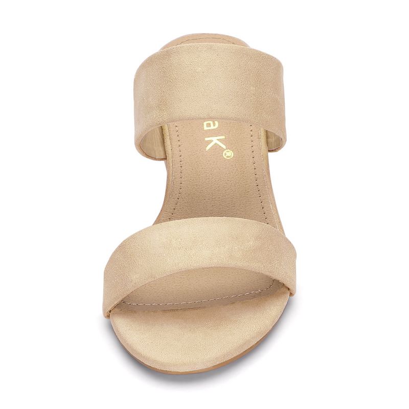 Allegra K Women's Block Heel Dual Straps Slide Sandals, 2 of 8