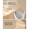24-Pack Wooden Hangers with Pants Bar and 360° Swivel Hooks, Natural Beige Maple Wood Closet Organizers for Jackets Coats - 3 of 4