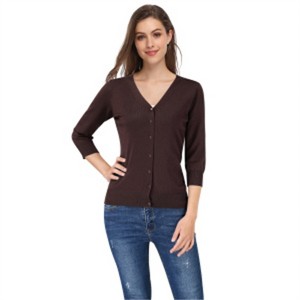 Clearlove Women's 3/4 Sleeve Button Down Sweater Cardigan - 1 of 4