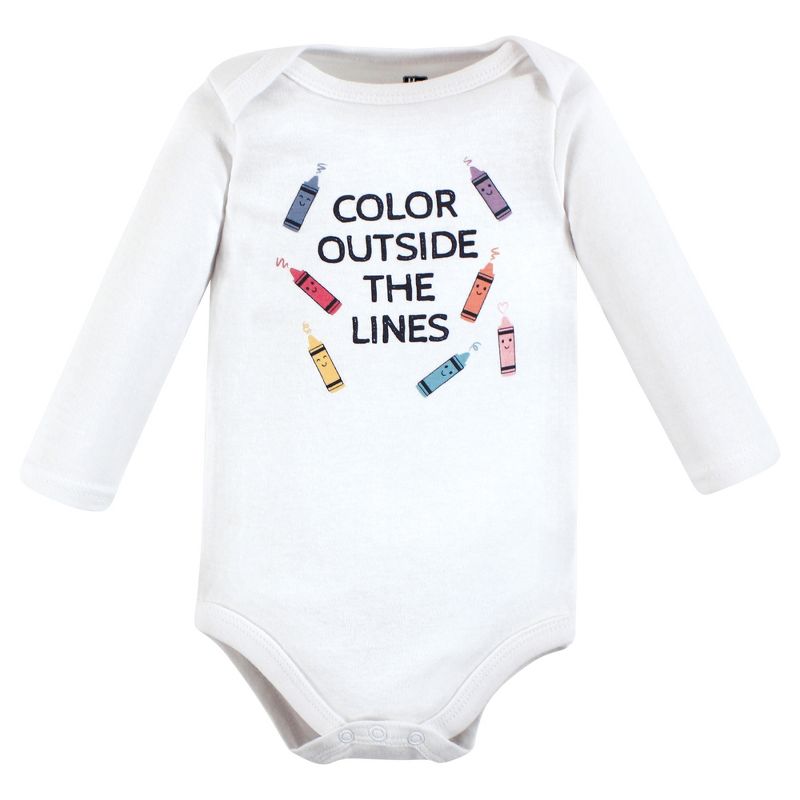 Hudson Baby Infant Girl Cotton Long-Sleeve Bodysuits, Creativity, 5 of 10