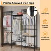 Metal Freestanding Clothing Organizer, Clothing Rack Heavy Duty Clothes Rack with 8 Shelves & 4 Hang Rods, Adjustable Closet Rack - 3 of 4