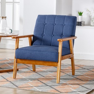 MOONMISS Mid-Century Modern Accent chair，Leisure Chair with Solid Wood Armrest and Feet,for Living Room Bedroom Studio chair - 1 of 4