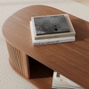 POVISON Mid-Century Modern Fluted Coffee Table, Minimalist Fluted Coffee Table with Open storage, Metal Legs, Ash Wood Veneer, 43.31" - 4 of 4