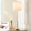 Vienna Full Spectrum Modern Buffet Table Lamp with Dimmer 32 1/2" Tall Brass Metal Stacked Crystal Off-White Shade for Living Room - 2 of 4
