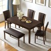 Mshliw 6-Piece Farmhouse Dining Table Set with Bench and 4 Upholstered Chairs, Wooden Dining Set for 6 People for Kitchen and Dining Room - 2 of 4
