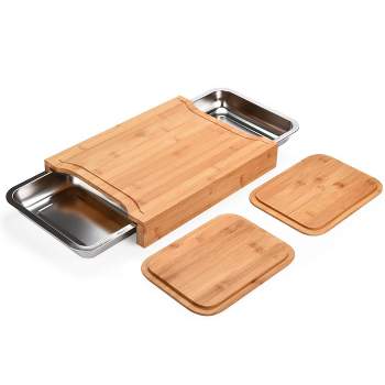 Prosumer's Choice Bamboo Stovetop Cover Cutting Board with Adjustable Legs  - Large Size
