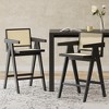DSVIMOY Counter and Bar Stool Modern Cane Seat with Solid Wood Frame for Dining and Kitchen, Black, 37"*25"*14.25" - 2 of 4
