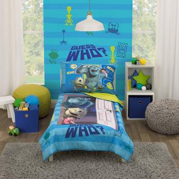 Disney Monsters Inc. Guess Who Blue and Green Sully, Mike, and Boo 4 Piece Toddler Bed Set