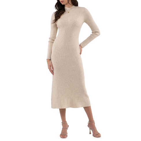 Simply It Knit Midi Dress - Oatmeal