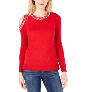 I.N.C International Concepts Womens Embellished Pullover Sweater, Red, X-Large - 1 of 1