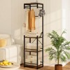 Costway Freestanding Coat Rack with 4 Storage Shelves 6 Hooks & 3 Hanging Rods for Entryway - 2 of 4