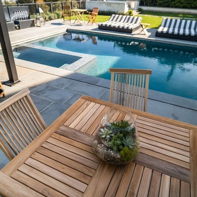 Nordic Teak 39" Natural Outdoor Square Dining Table Set - Beige