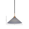 Toltec Lighting Paramount 1 - Light Pendant in  Matte Black/Brass with 16" Gray Matrix Shade - 2 of 2