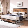 Bed Frame with Headboard & Footboard, 10 Non-Slip Without Noise Strong Wooden Slats Support Platform Bed Frame Furniture, No Box Spring Needed - 2 of 4