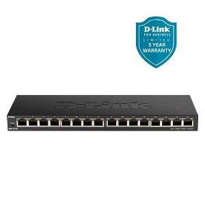 D-Link 16-Port Gigabit Unmanaged Switch, Plug and Play, Slim Metal Compact Desktop (DGS-1016S) - 1 of 4