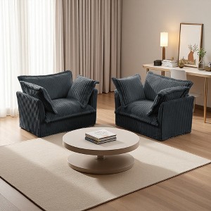 2-Piece Corduroy Armchair Set with Deep Seats - 1 of 4