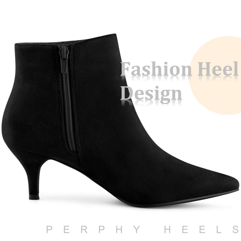 Perphy Women's Elegant Pointed Toe Side Zip Stiletto Heels Ankle Booties, 5 of 7