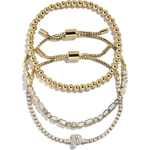 3-Piece Gold Plated Initial Bead Bracelet Set, Personalized Trendy Jewelry Gift for Women - 1 of 4